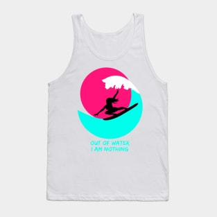 Surfer girl on the surfboard and motivational quote Tank Top